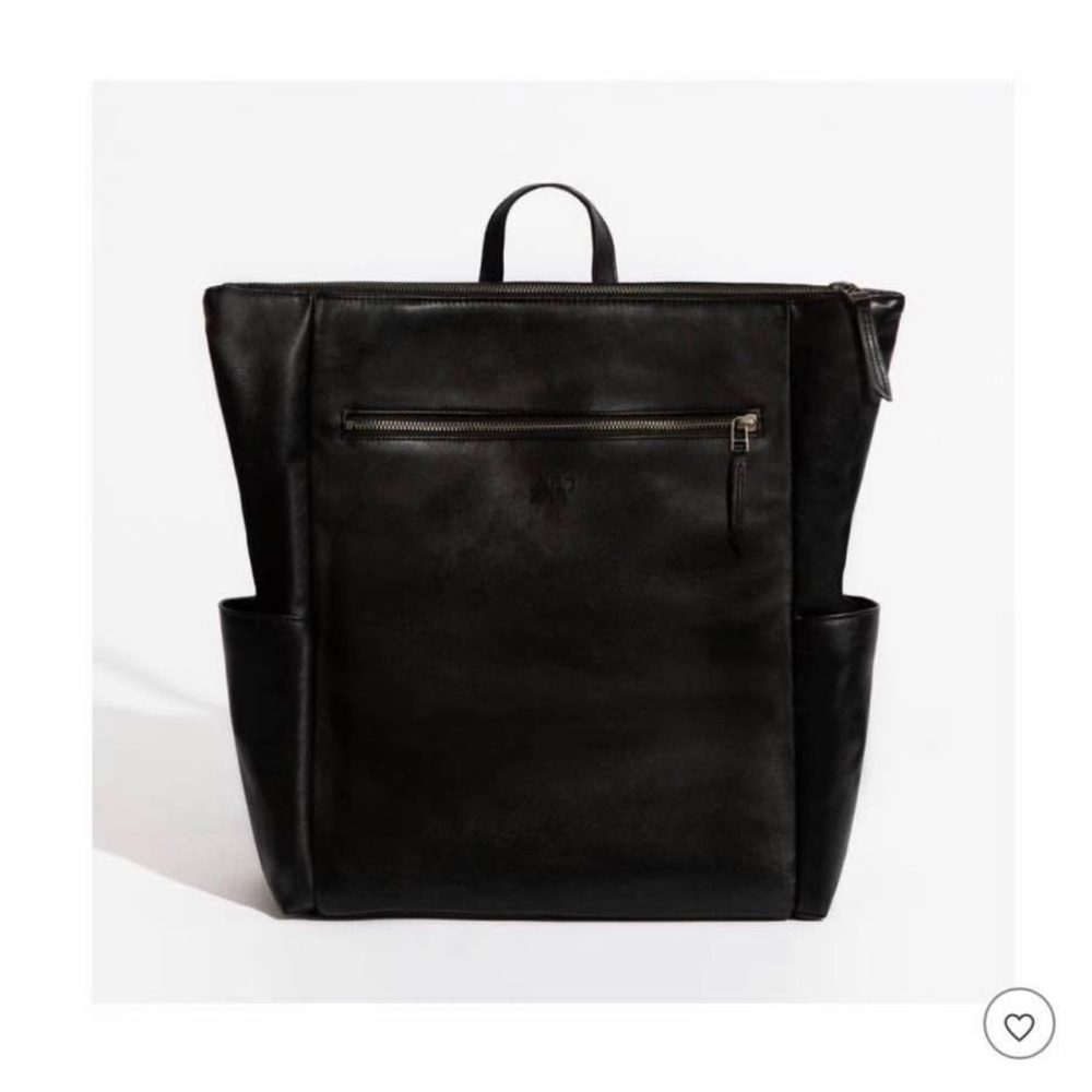 Freshly Picked Black Leather Baby Backpack